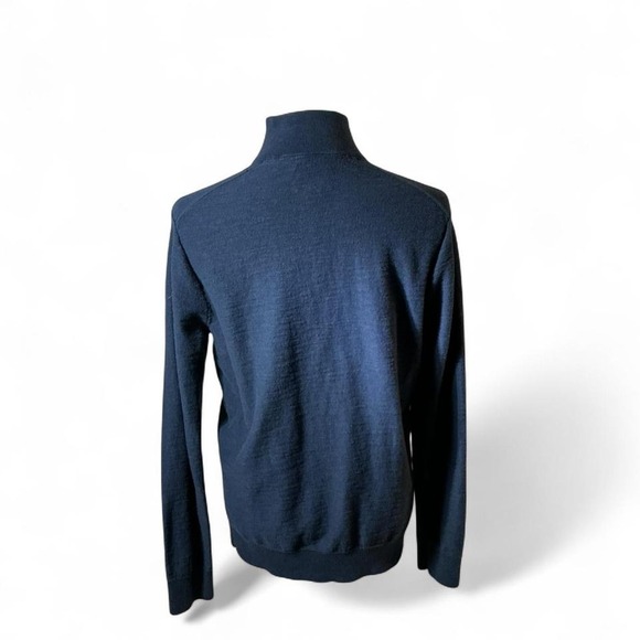 Red Ale 100% Cotton Thermal Men's Navy Blue Mock Neck Button Up Pullover Sweater - Picture 2 of 5